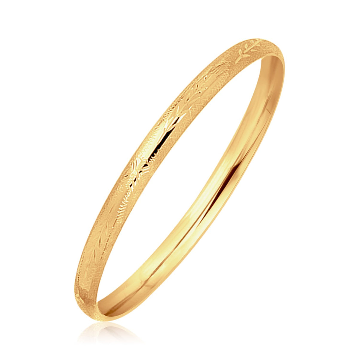 Diamond Cut Children's Dome Bangle in 14K Yellow Gold