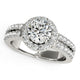Halo Diamond Engagement Ring With Double Row Band in 14K White Gold (1 3/8 cttw)