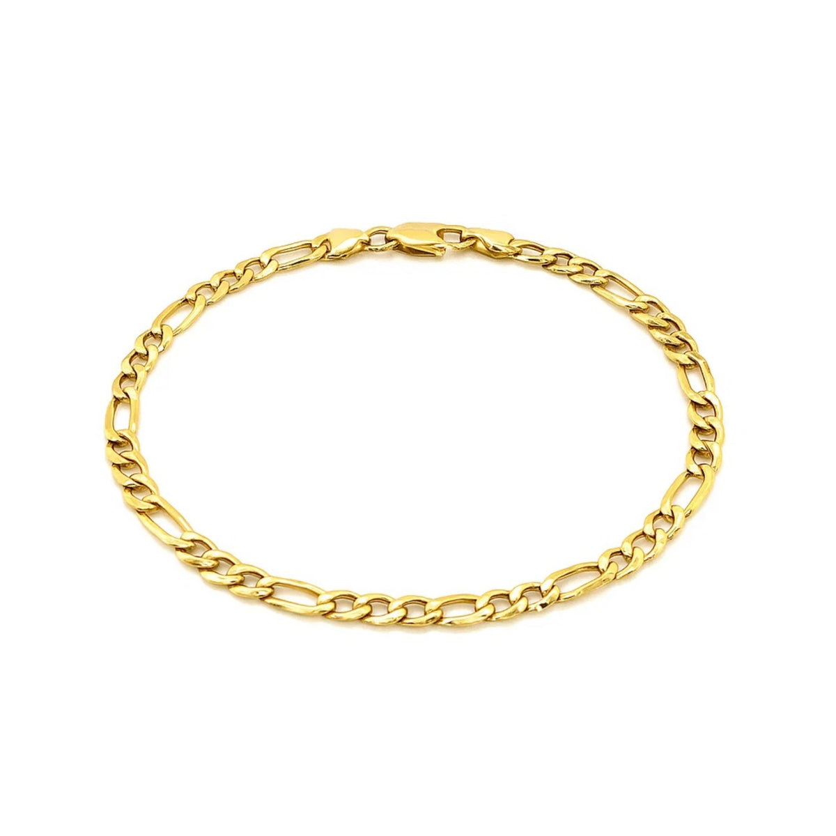 Lightweight Figaro Chain Bracelet in 14K Yellow Gold