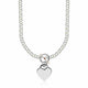 Rhodium Rolo Chain Necklace with Heart Toggle Charm