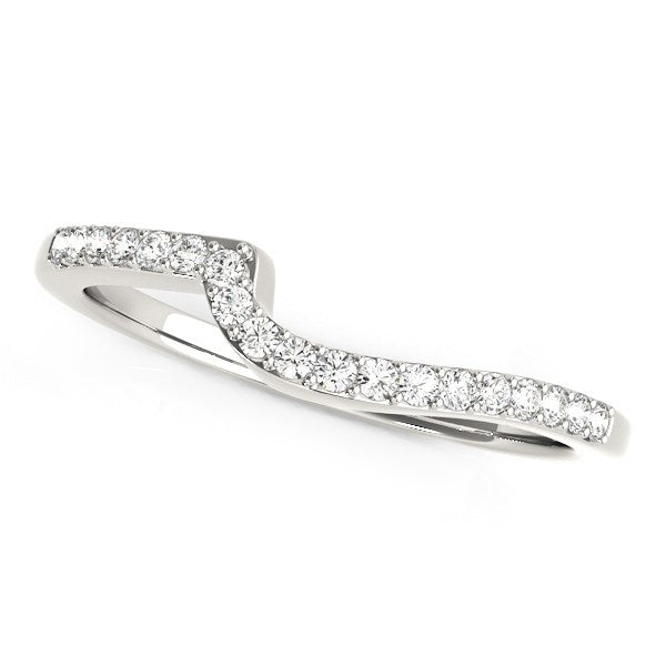 Curved Round Diamond Wedding Band in 14K White Gold (1/4 cttw)