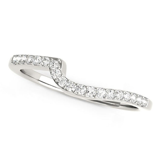Curved Round Diamond Wedding Band in 14K White Gold (1/4 cttw)