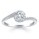 Bypass Swirl Diamond Halo Engagement Ring in 14K White Gold