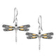 Dragonfly Motif Drop Earrings in 18K Yellow Gold & Sterling Silver