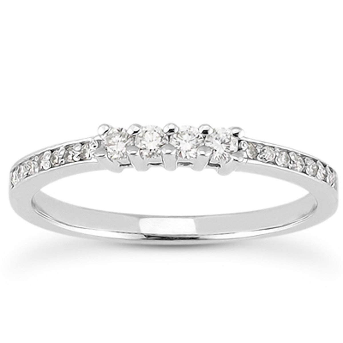 Pave & Prong Set Diamond Wedding Band in 14K White Gold