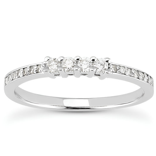Pave & Prong Set Diamond Wedding Band in 14K White Gold (0.21 ct. tw.)