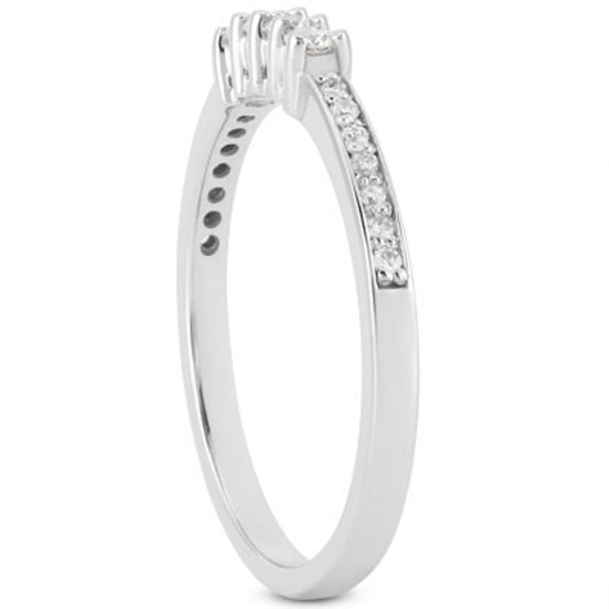 Pave & Prong Set Diamond Wedding Band in 14K White Gold