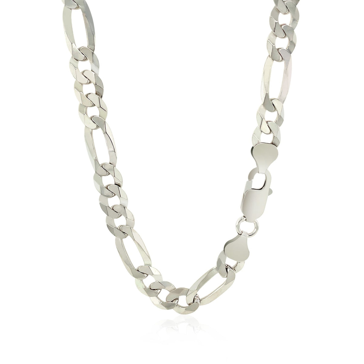 Figaro Style Chain in Rhodium-Plated Sterling Silver (8.10 mm)