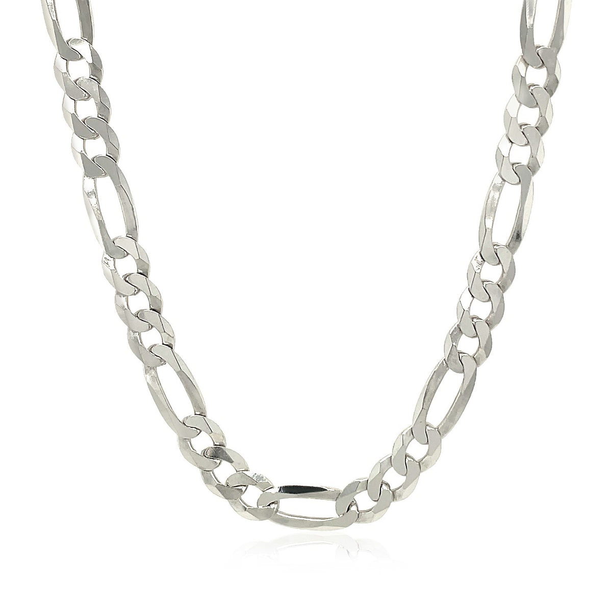Figaro Style Chain in Rhodium-Plated Sterling Silver (8.10 mm)