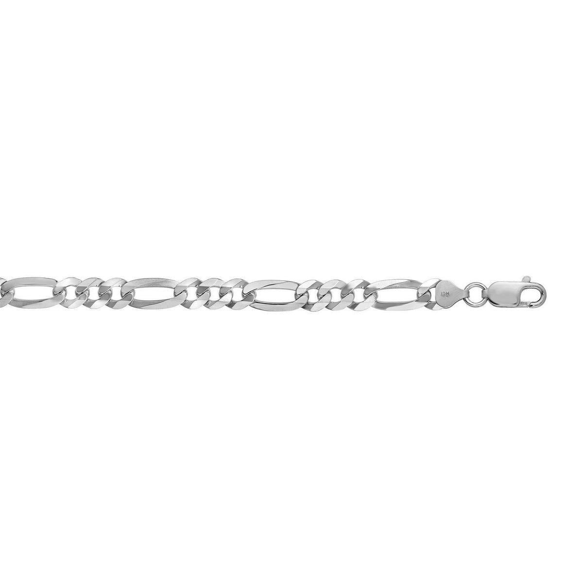 Figaro Style Chain in Rhodium-Plated Sterling Silver (8.10 mm)