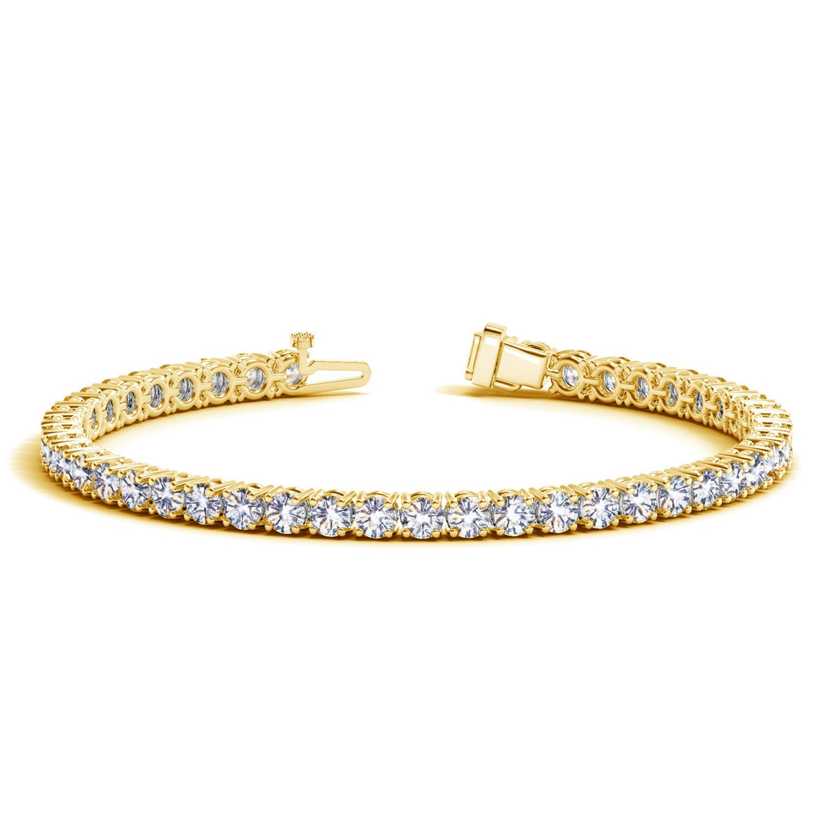 Lab Grown Round Diamond Tennis Bracelet in 14K Yellow Gold(10 cctw F/G VS2/SI1)