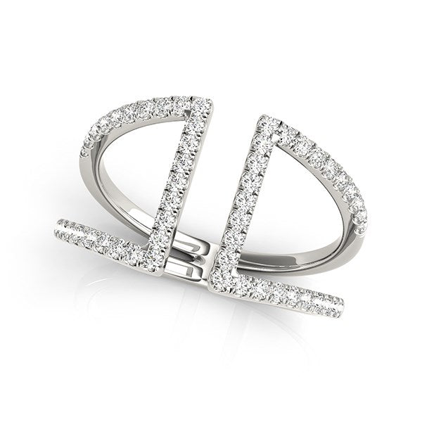 Open Style Dual Band Diamond Ring in 14K White Gold (1/2 cttw)