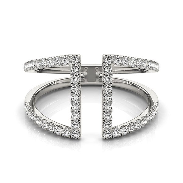 Open Style Dual Band Diamond Ring in 14K White Gold (1/2 cttw)