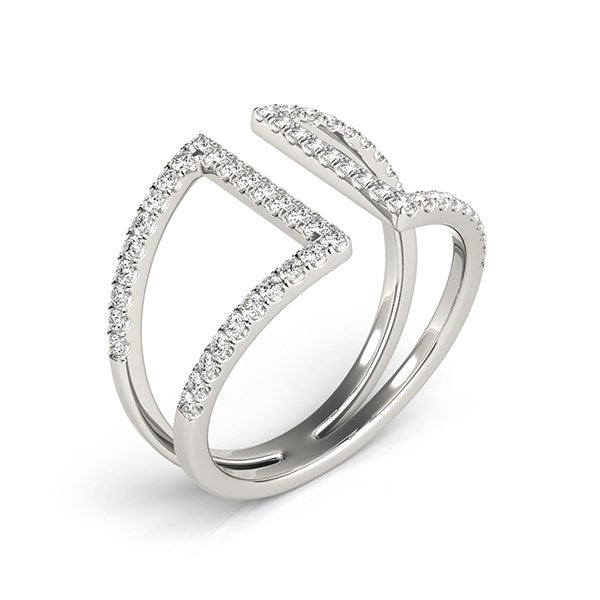 Open Style Dual Band Diamond Ring in 14K White Gold (1/2 cttw)