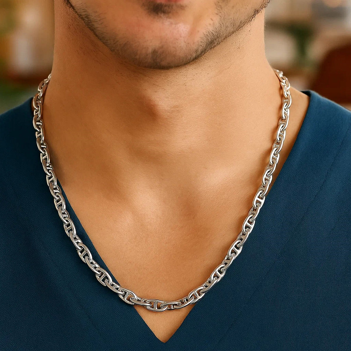 Anchor Chain Necklace in Sterling Silver (6.40 mm)