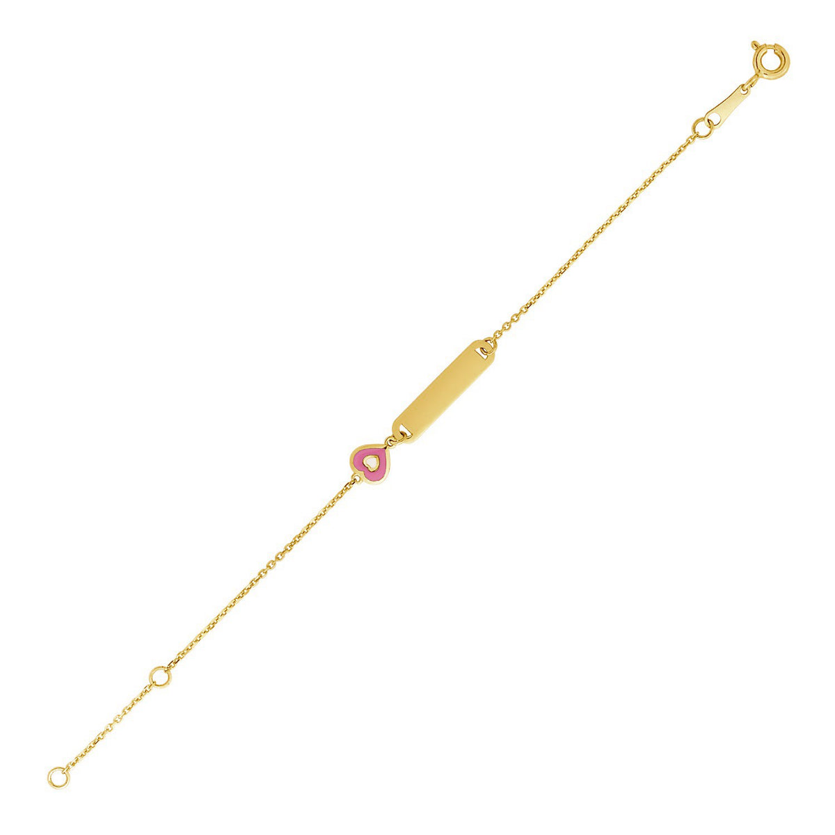 Children's Enameled Heart ID Bracelet in 14K Yellow Gold (1.00 mm)