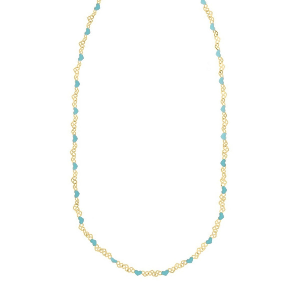 Blue Enamel Hearts Necklace in Gold-Plated Silver