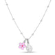 Enamel Flower and Ladybug Necklace in Rhodium-Plated Sterling Silver