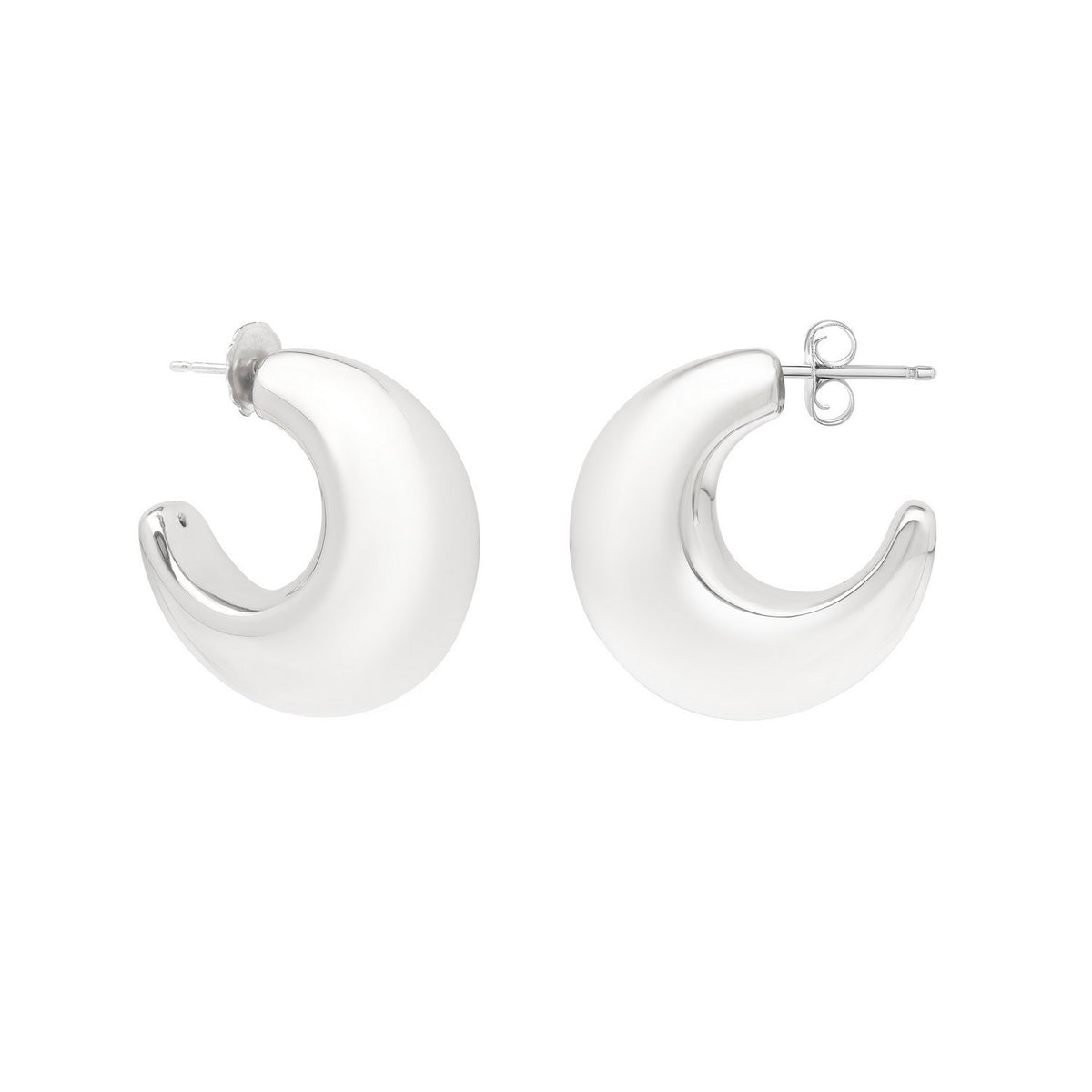 Half Moon Hoop Earrings in Sterling Silver