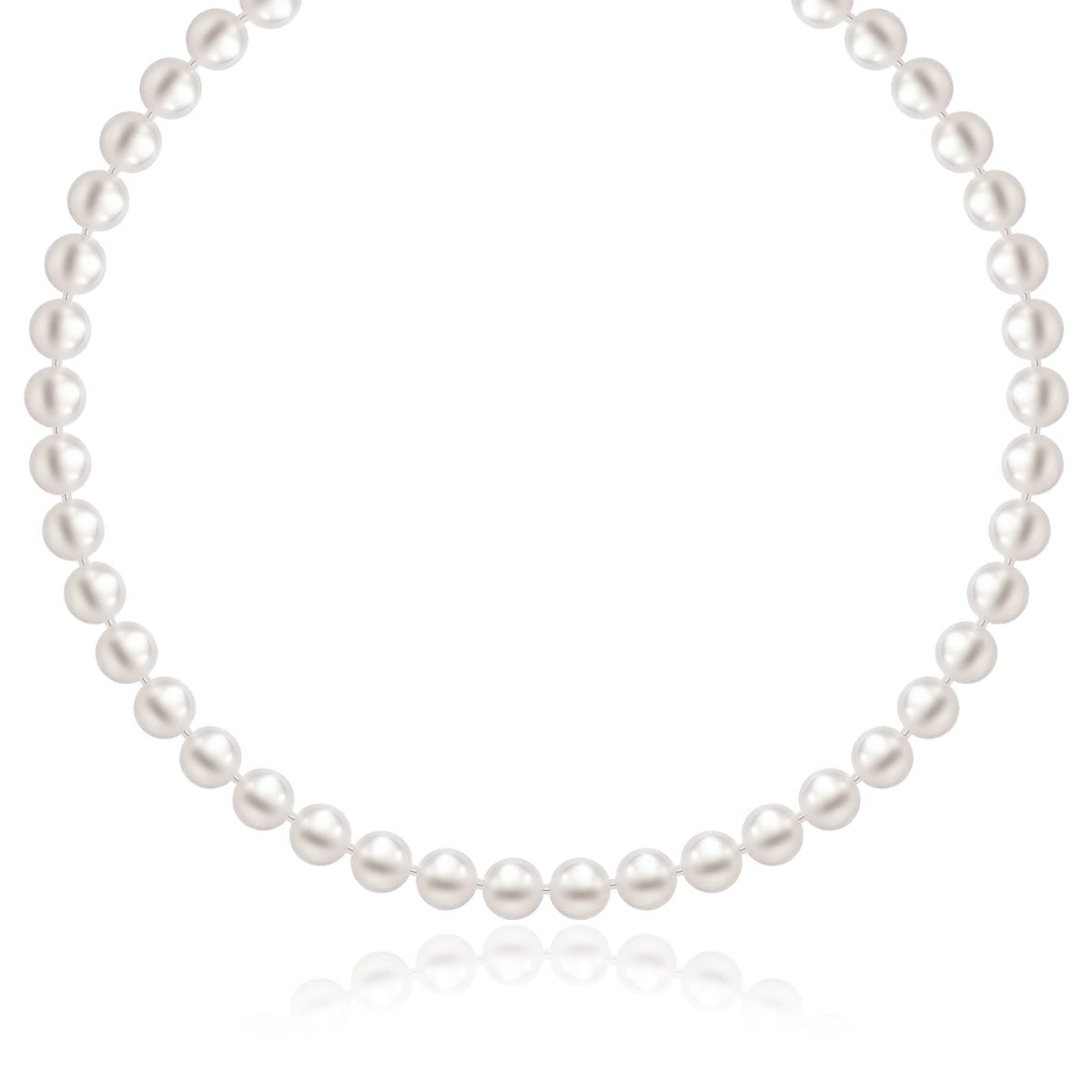 White Freshwater Pearl Strand Necklace in 14K Yellow Gold