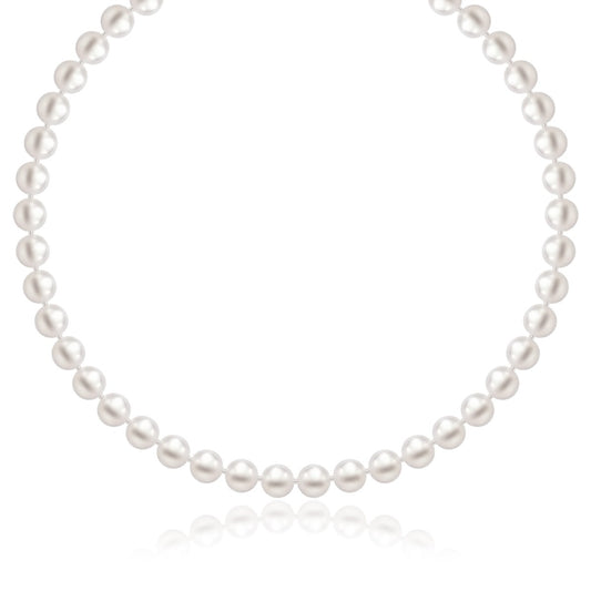 White Freshwater Pearl Strand Necklace in 14K Yellow Gold