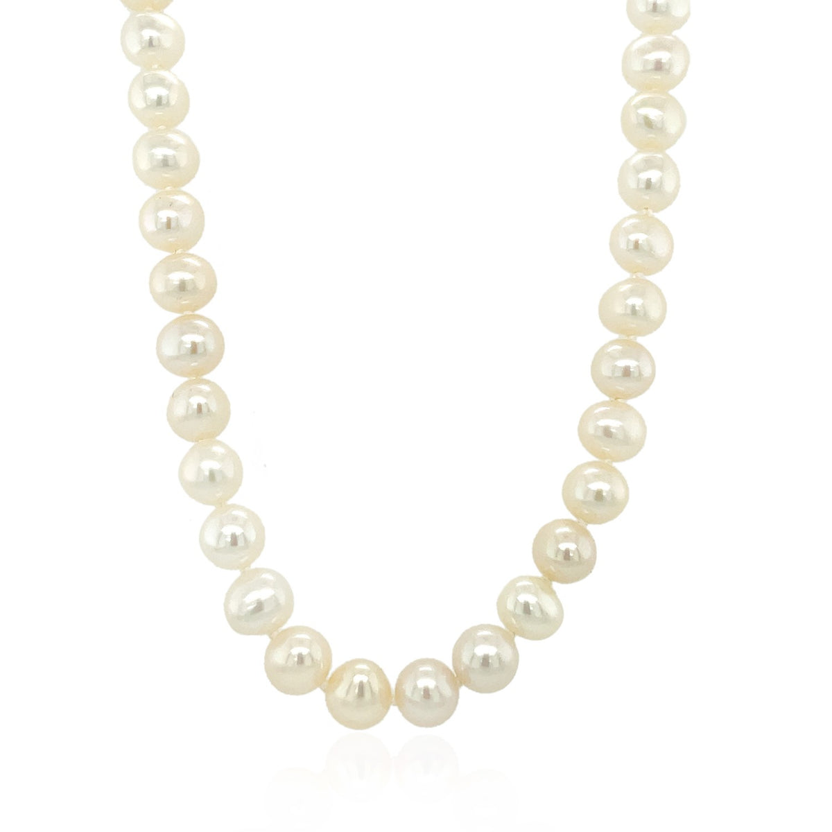 White Freshwater Pearl Strand Necklace in 14K Yellow Gold