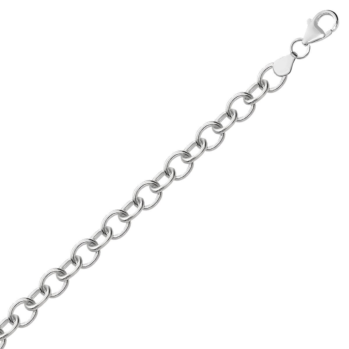 Fancy Charm Bracelet in Rhodium-Plated Silver (6.70 mm)