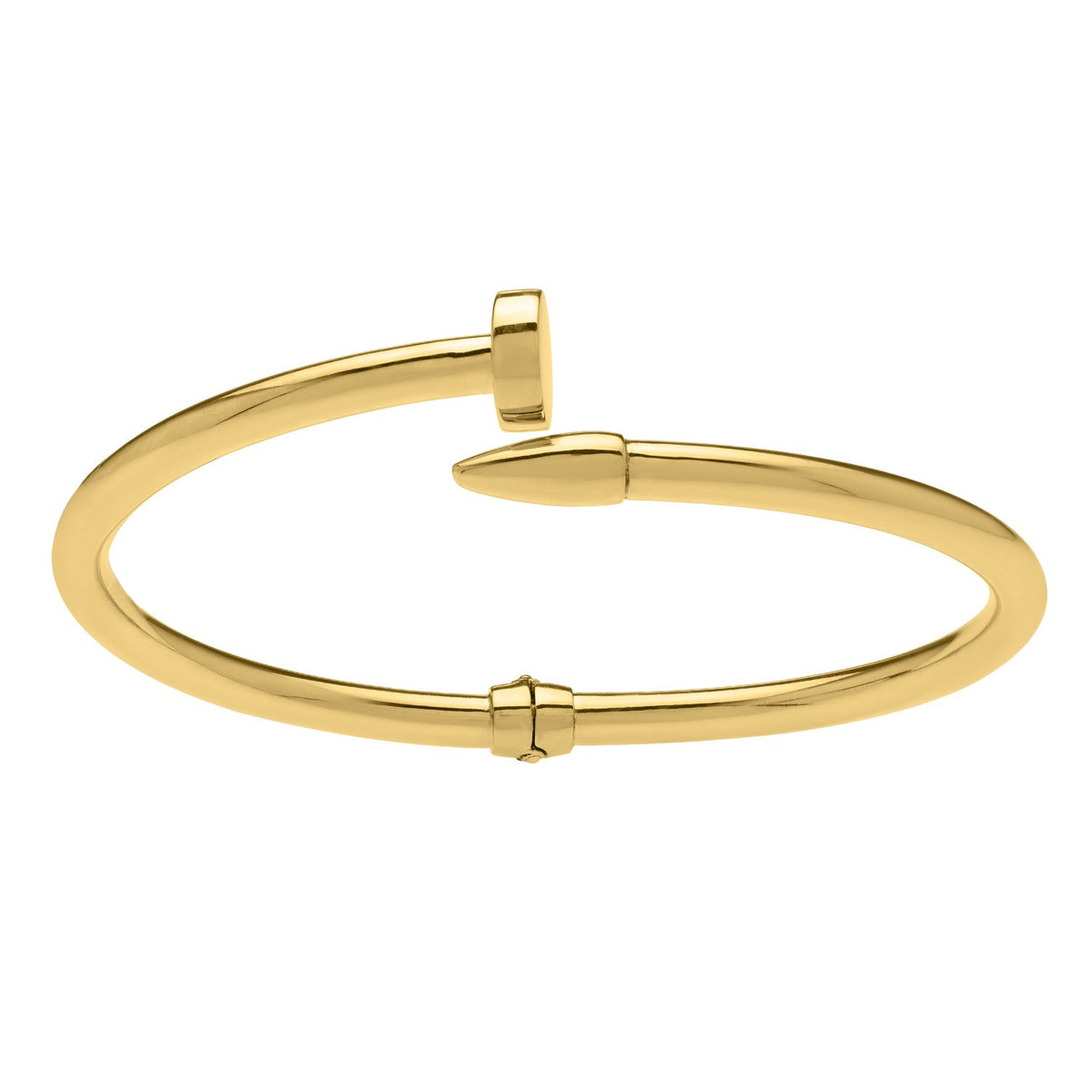 Nail Head Bypass Cuff Bangle in 14K Yellow Gold