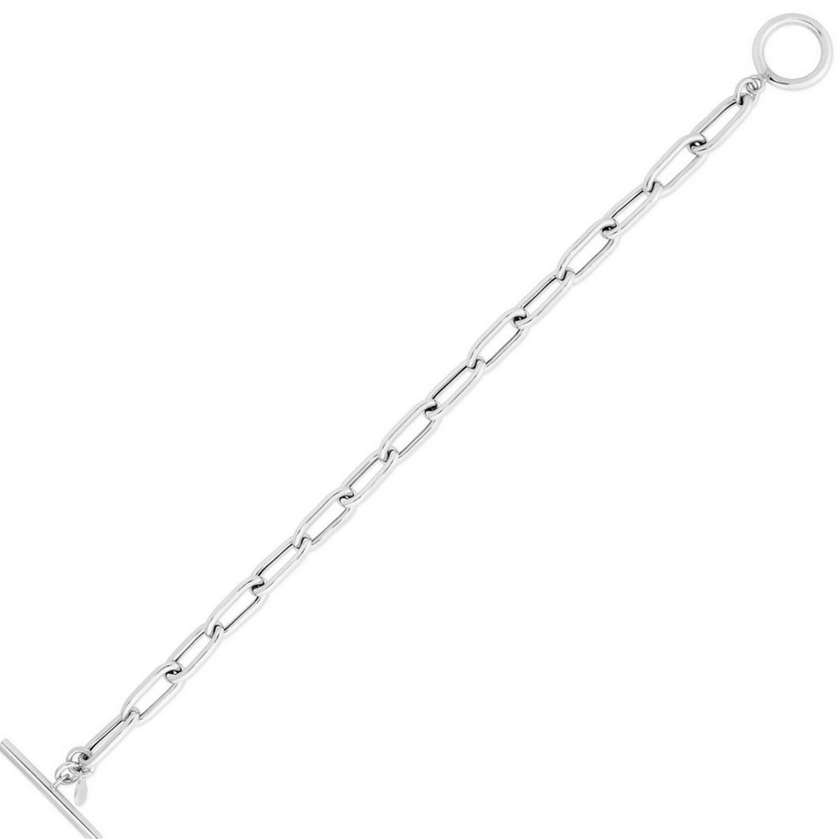 Paperclip Toggle Bracelet in Rhodium-Plated Silver (10.20 mm)