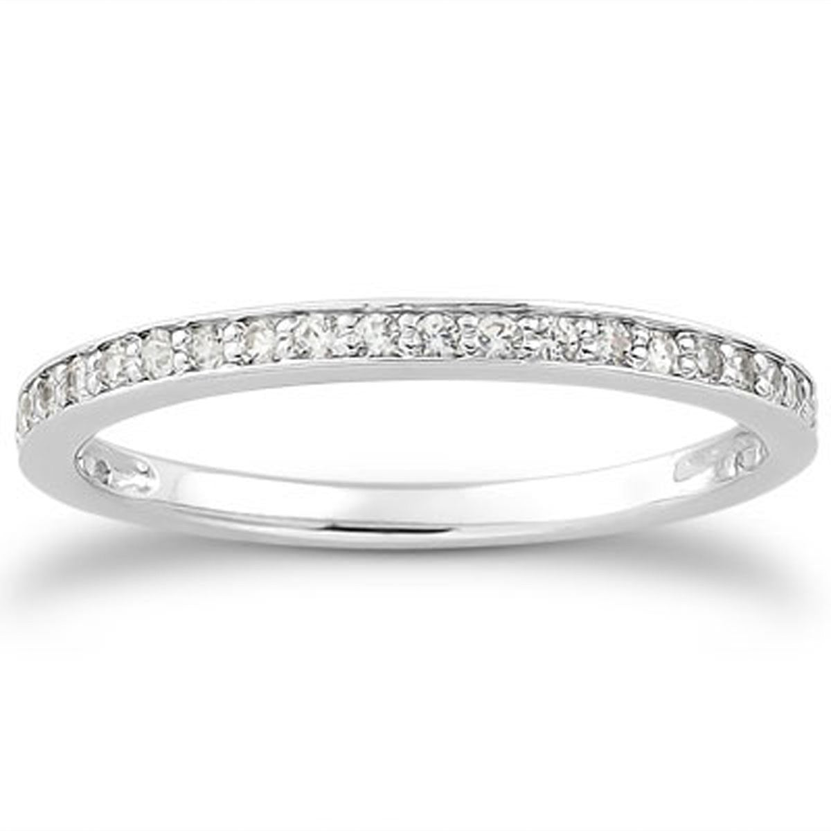 Micro-Pave Diamond Wedding Band Set in 14K White Gold 3/4 Around