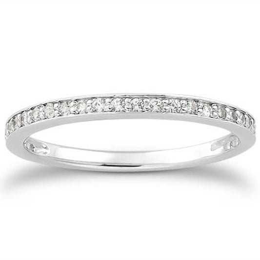 Micro-Pave Diamond Wedding Band Set in 14K White Gold 3/4 Around