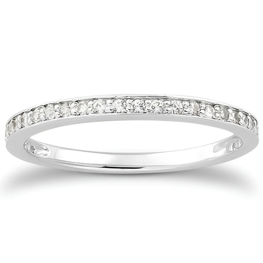 Micro-Pave Diamond Wedding Band Set in 14K White Gold 3/4 Around (0.21 ct. tw.)