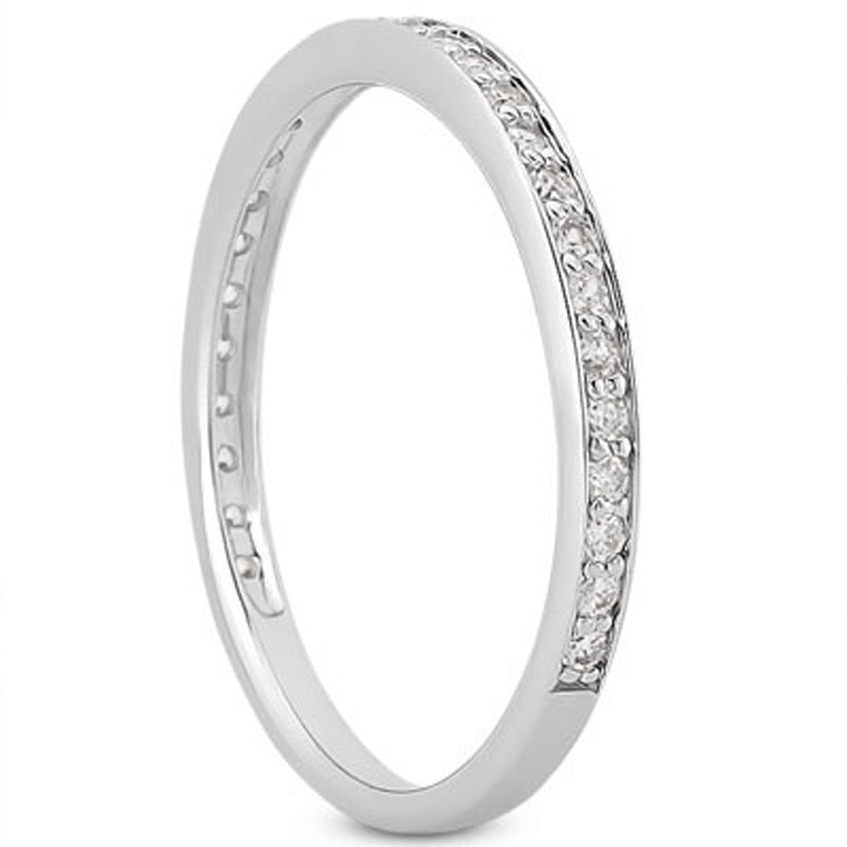 Micro-Pave Diamond Wedding Band Set in 14K White Gold 3/4 Around