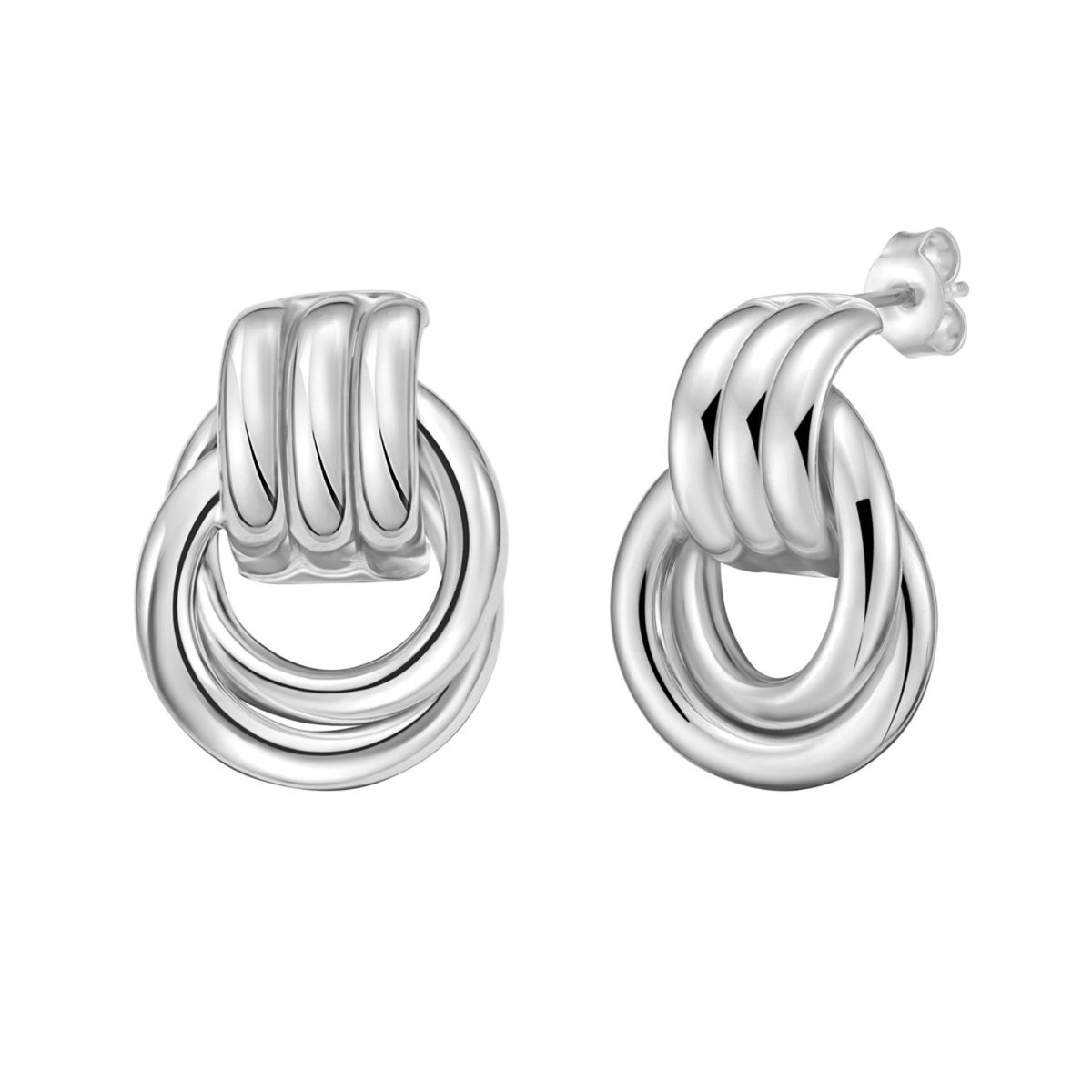 Triple Door Knocker Hoop Earrings in Sterling Silver