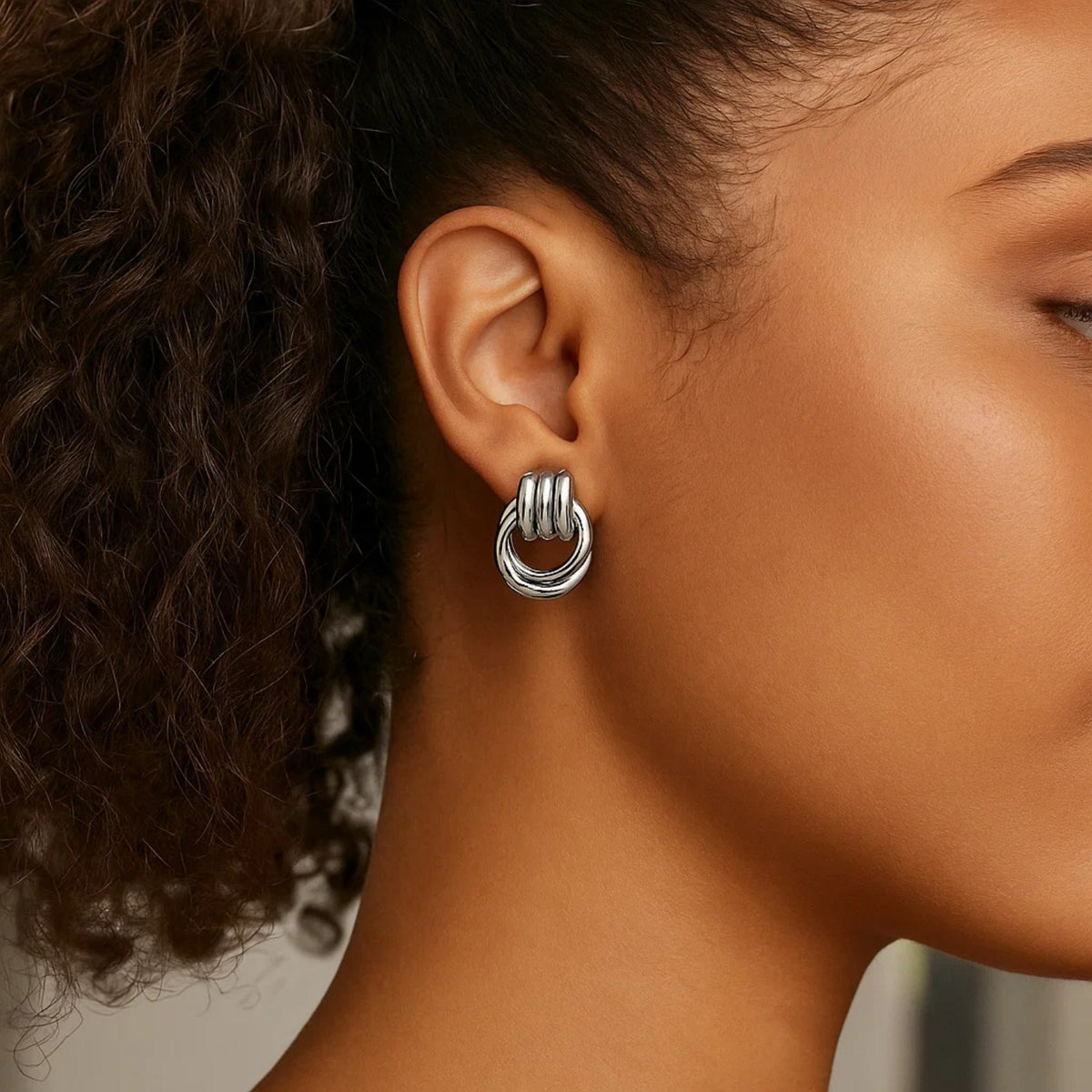 Door Knocker Knot Drop Earrings in Sterling Silver