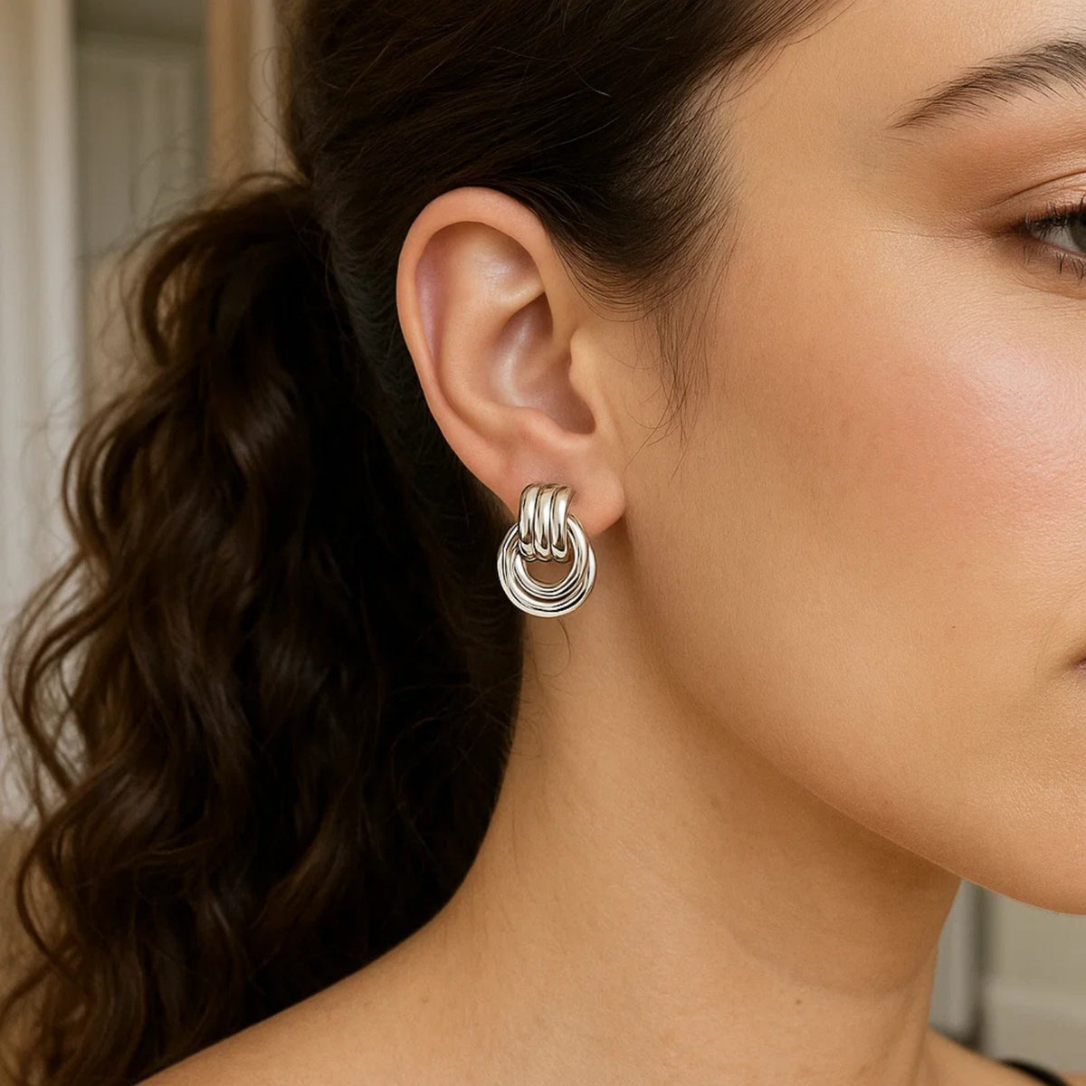 Door Knocker Knot Drop Earrings in Sterling Silver