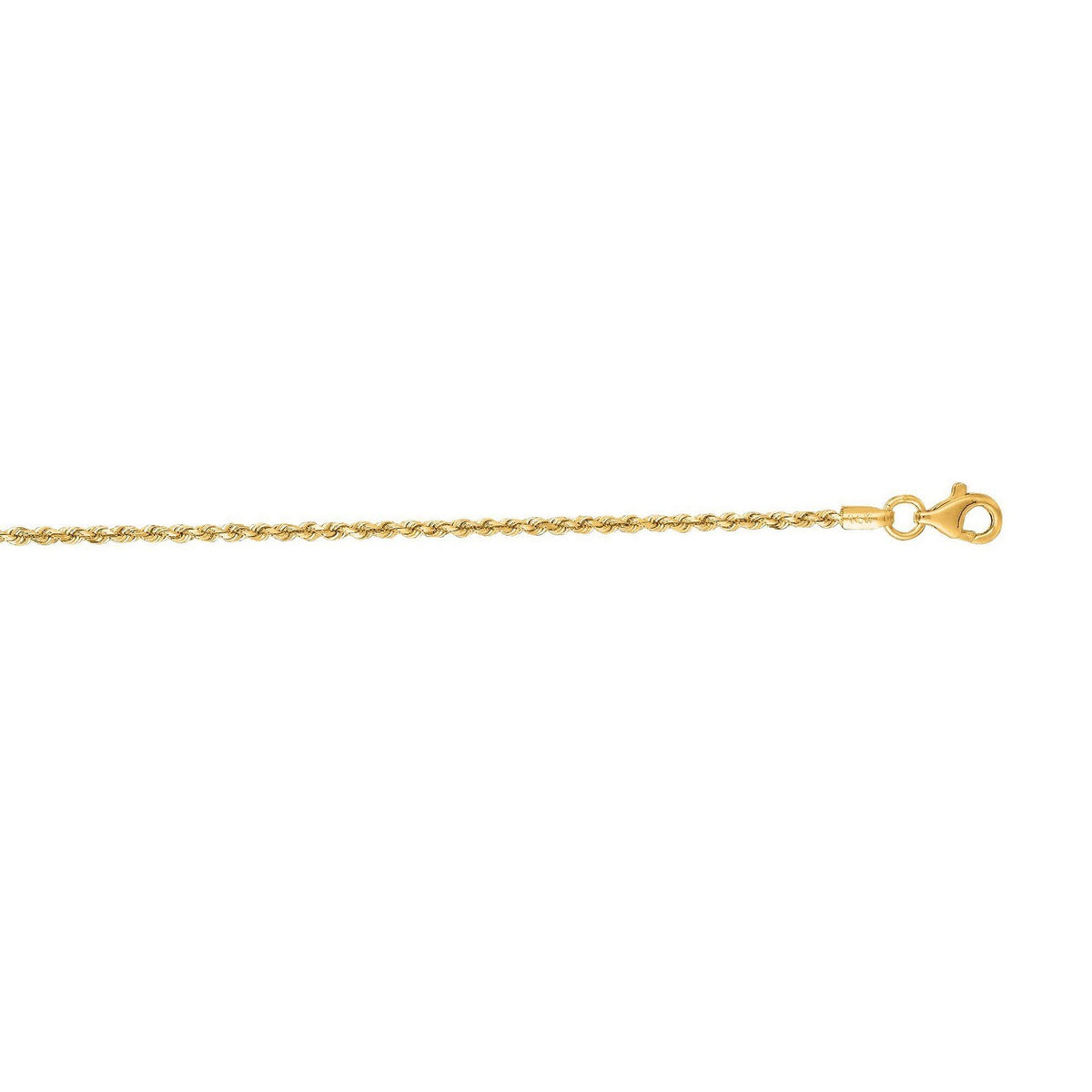Diamond Cut Rope Anklet in 14K Yellow Gold 1.5mm