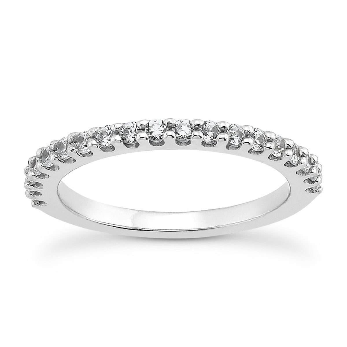 Shared Prong Diamond Wedding Band with U Settings in 14K White Gold