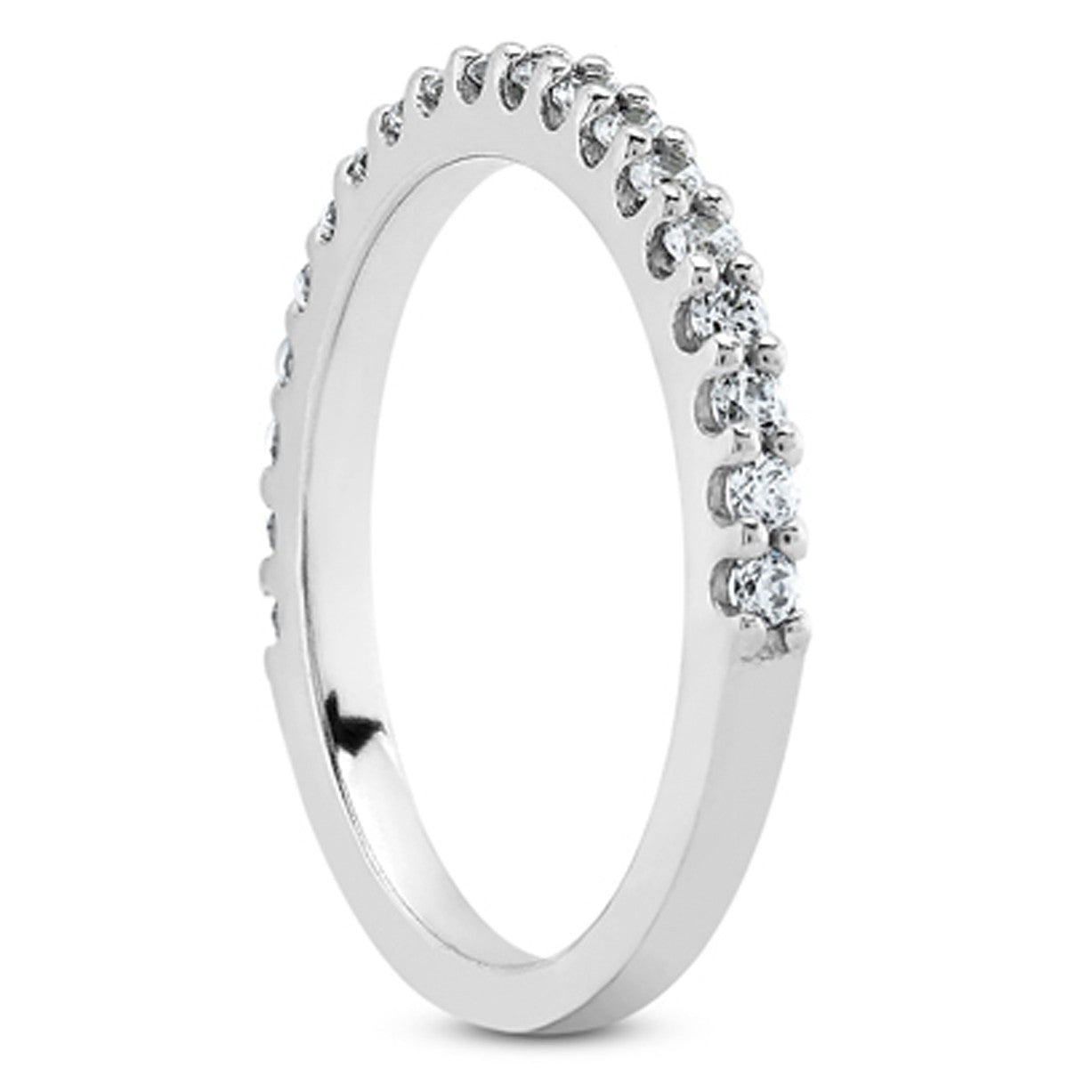 Shared Prong Diamond Wedding Band with U Settings in 14K White Gold