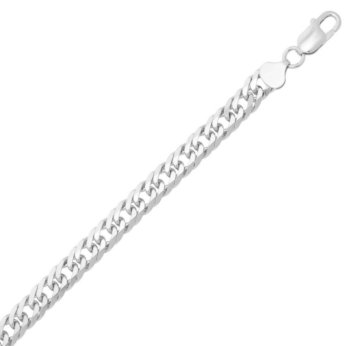 Flat Miami Cuban Chain in Rhodium-Plated Silver (7.80 mm)