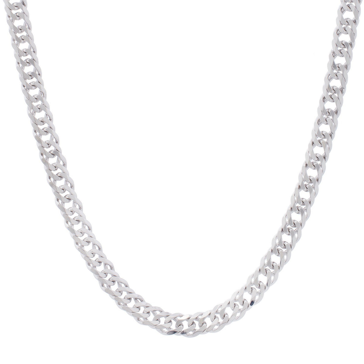 Flat Miami Cuban Chain in Rhodium-Plated Silver (7.80 mm)