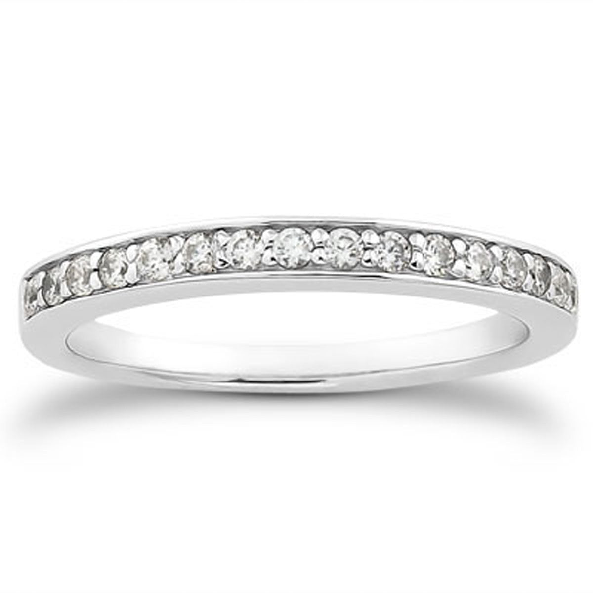 Pave Diamond Wedding Band Set in 14K White Gold 1/2 Around