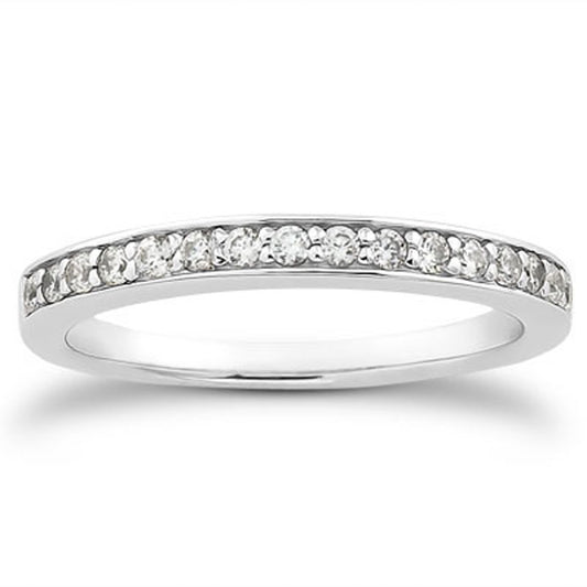 Pave Diamond Wedding Band Set in 14K White Gold 1/2 Around