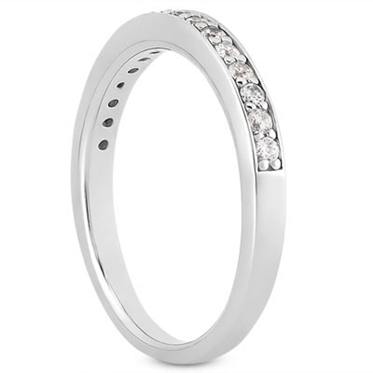 Pave Diamond Wedding Band Set in 14K White Gold 1/2 Around