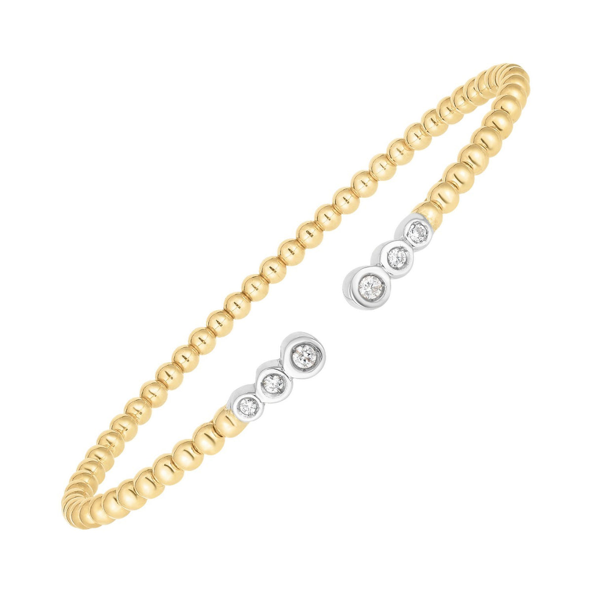 Beaded Diamond Cuff Bangle in 14K Two-Tone Gold