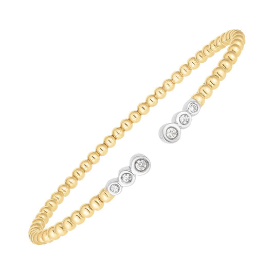 Beaded Diamond Cuff Bangle in 14K Two-Tone Gold