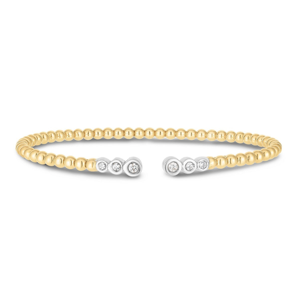 Beaded Diamond Cuff Bangle in 14K Two-Tone Gold