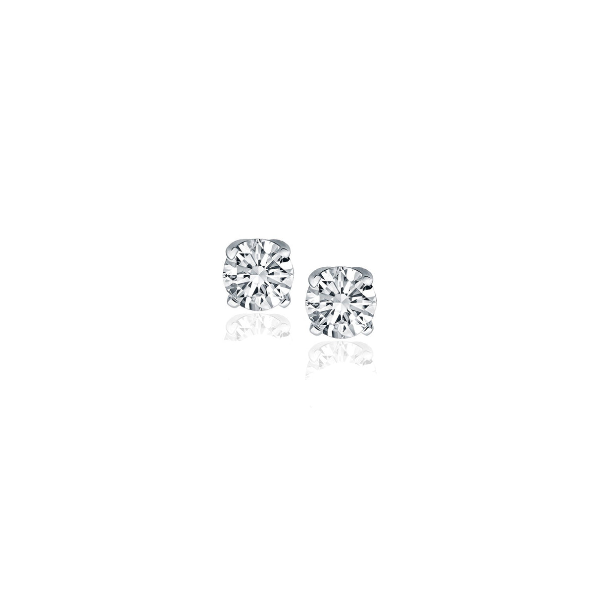 Diamond Four Prong Stud Earrings in 14K White Gold (1/4 cttw)
