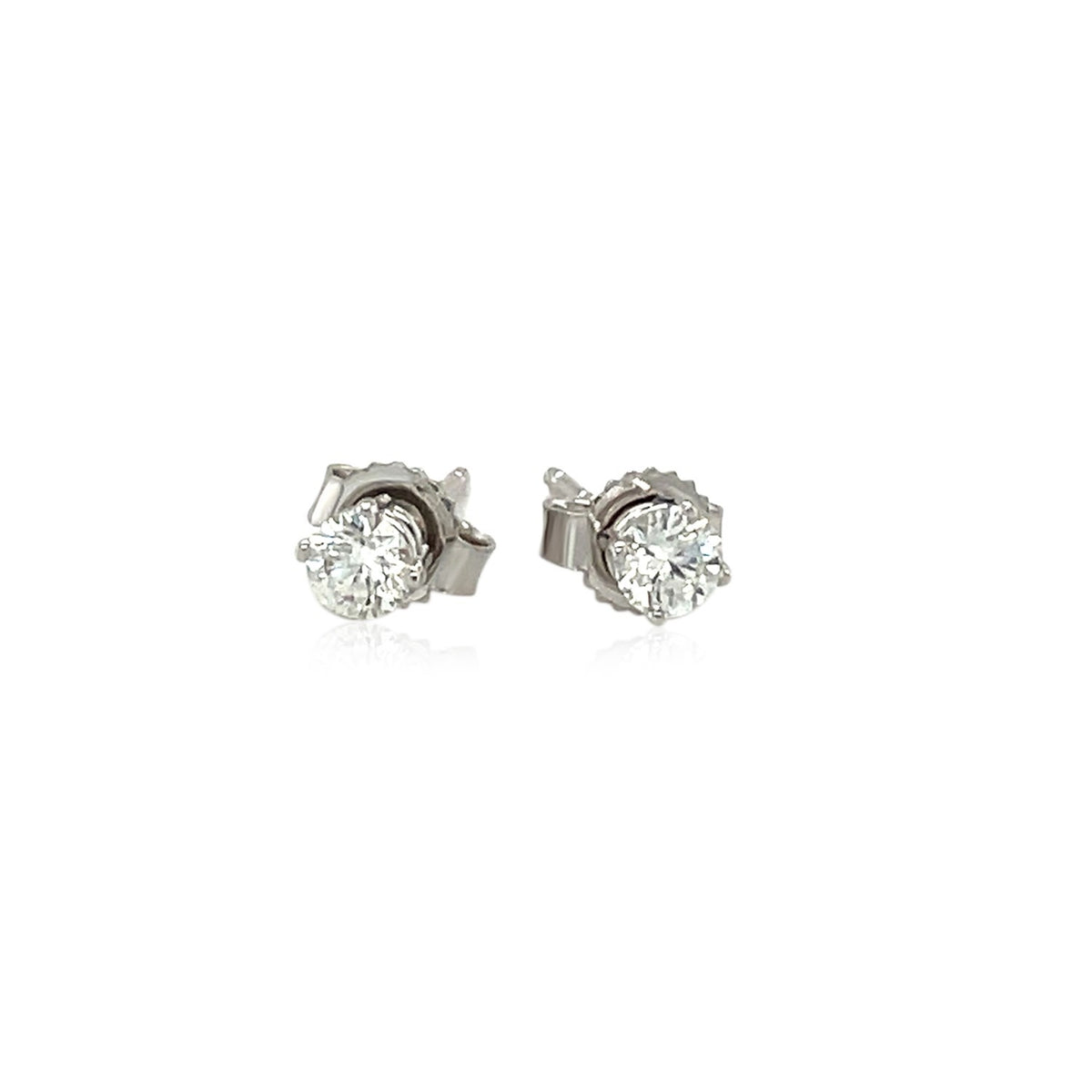 Diamond Four Prong Stud Earrings in 14K White Gold (1/4 cttw)