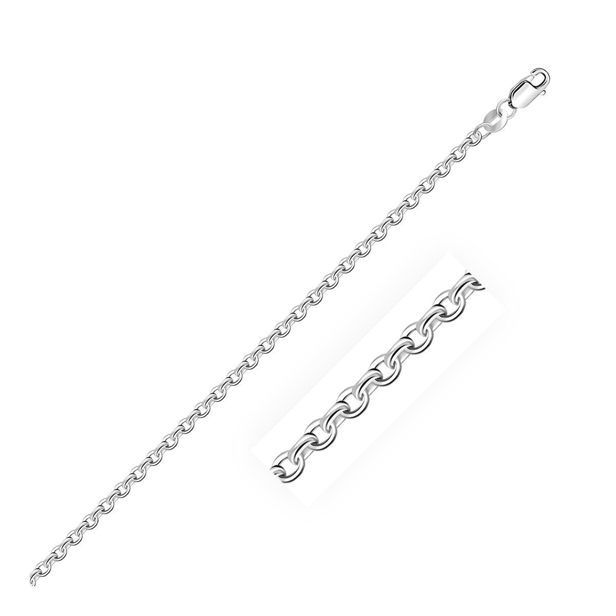 Cable Chain in Rhodium-Plated Sterling Silver (2.75 mm)